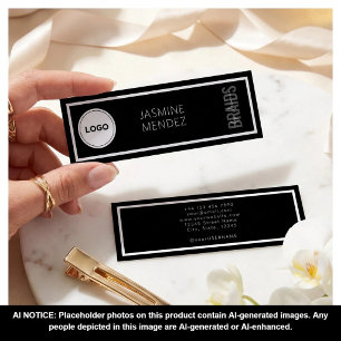 Black Mini Slim Braiding Salon Logo Hair Braider  Business Card