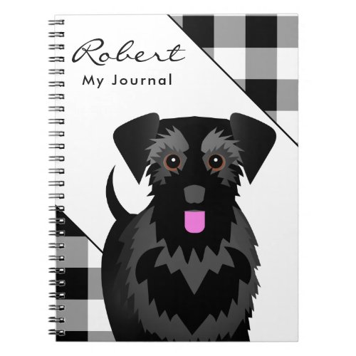 Black Miniature or Standard Schnauzer Tartan Plaid Notebook