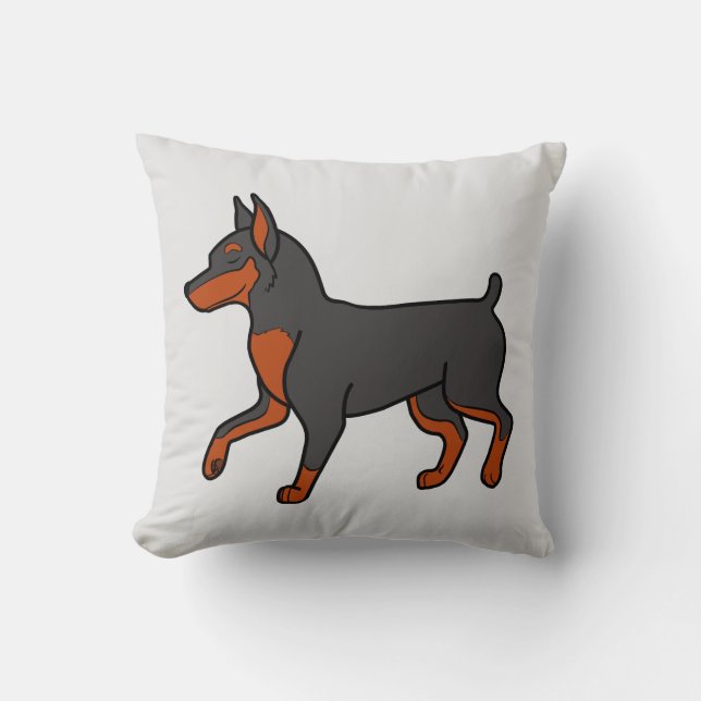 Black Miniature Pinscher Throw Pillow (Front)