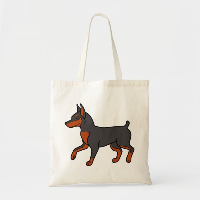 Black Miniature Pinscher Tote Bag (Front)