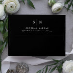 Black | Minimal and Chic Wedding Envelope<br><div class="desc">These elegant,  modern wedding envelopes feature a simple black and white text design that exudes minimalist style. The outside is black,  and the interior of the envelope is white. Add your initials or monogram to make them completely your own.</div>