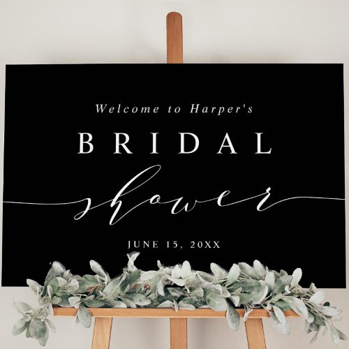 Black Minimal Bridal Shower Welcome Sign