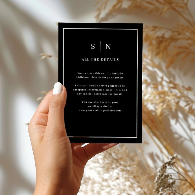 Black Minimal Chic Border | Wedding Guest Details Enclosure Card (Creator Uploaded)