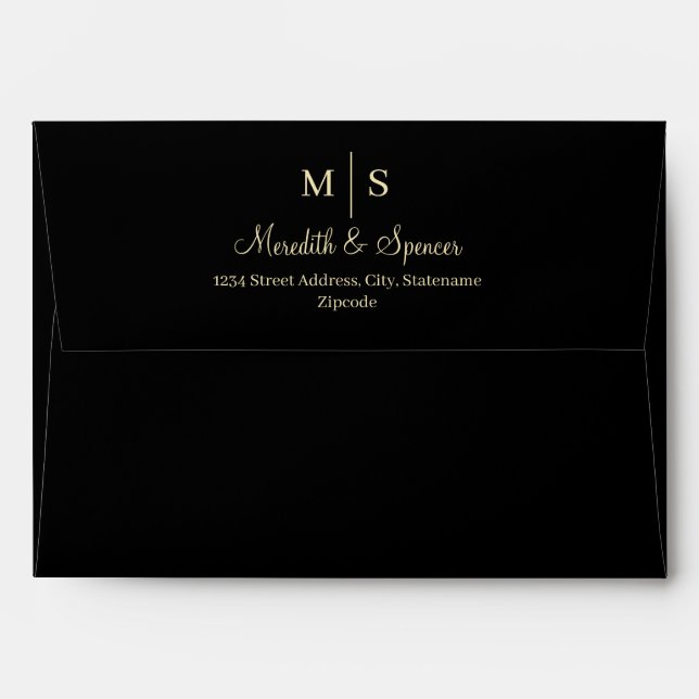 Black Minimal Chic Elegant Basic Modern Wedding Envelope (Back (Top Flap))
