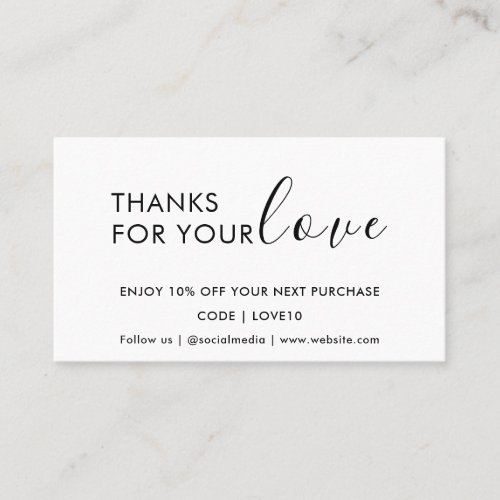 Black Minimal Coupon Thank You Insert