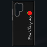 Black Minimal Custom Name Teacher Red Apple Gift Samsung Galaxy S22 Ultra Case<br><div class="desc">This is a Black Minimal Custom Name Teacher Red Apple Gift Galaxy Phone Case!</div>