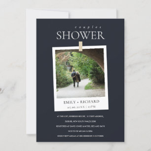 BLACK MINIMAL CUSTOM PHOTO COUPLES SHOWER INVITE