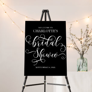 Black Minimal Elegant Bridal Shower Welcome Sign