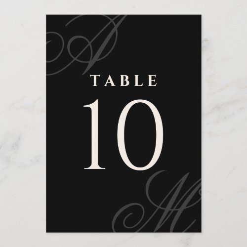 Black Minimal Elegant Monogram Table Numbers