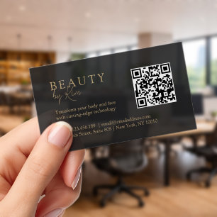 Black Minimal Elegant Salon Clear Business Cards