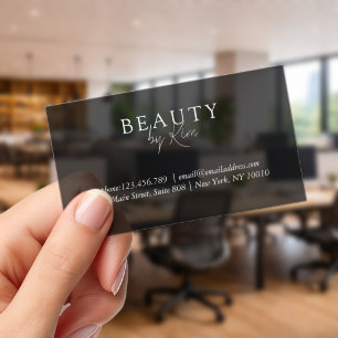 Black Minimal Elegant Salon Clear Business Cards