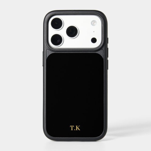 Black Minimal iPhone Case Monogram (Back)