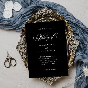 Black   Minimal Italian Elegance Wedding Invitation