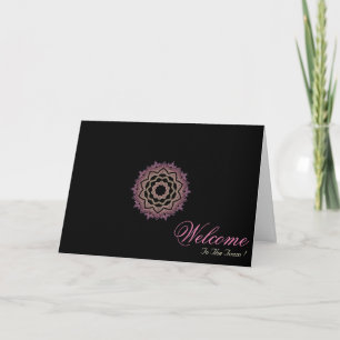 Black Minimal Mandala Art Welcome Wishing Card