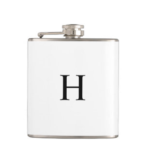 Black Minimal Modern Elegant Monogram Flask