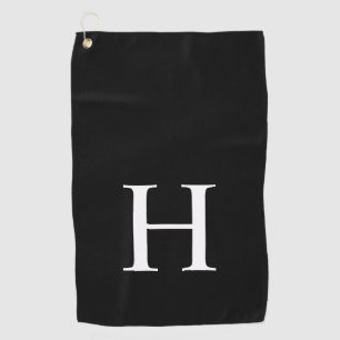 Black Minimal Modern Elegant Monogram Golf Towel