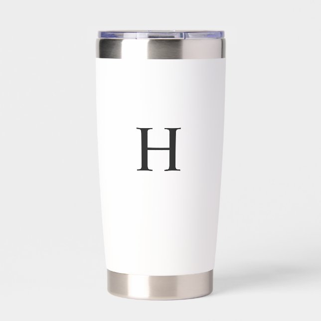 Black Minimal Modern Elegant Monogram Insulated Tumbler (Front)