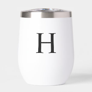 Black Minimal Modern Elegant Monogram Thermal Wine Tumbler