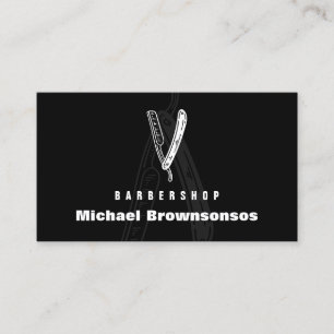 Black Minimal Modern Razor Barber Business Card