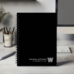BLACK Minimal Monogram Initial CORPORATE BUSINESS Planner