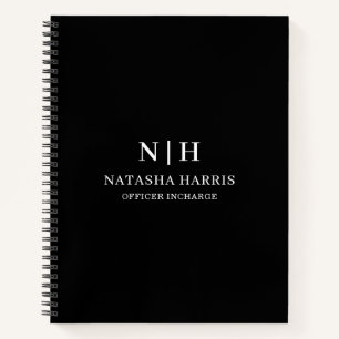 Black Minimal Monogram Logo Business Gift notebook