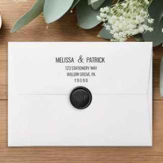 Black Minimal Monogram Round Wedding Wax Seal Wax Seal Sticker