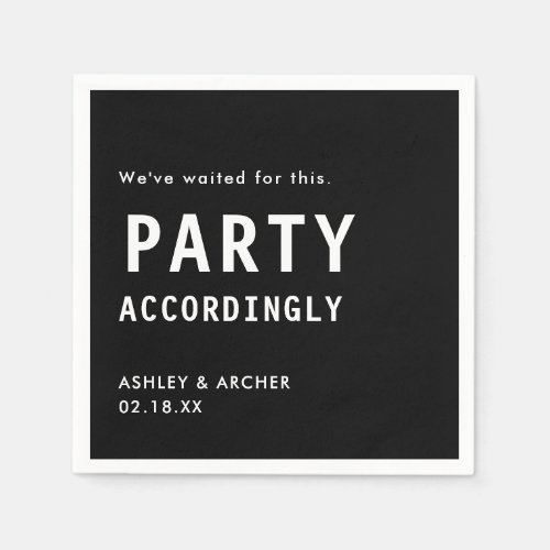 Black Minimal Party Accordingly Funny Wedding Bar Napkins