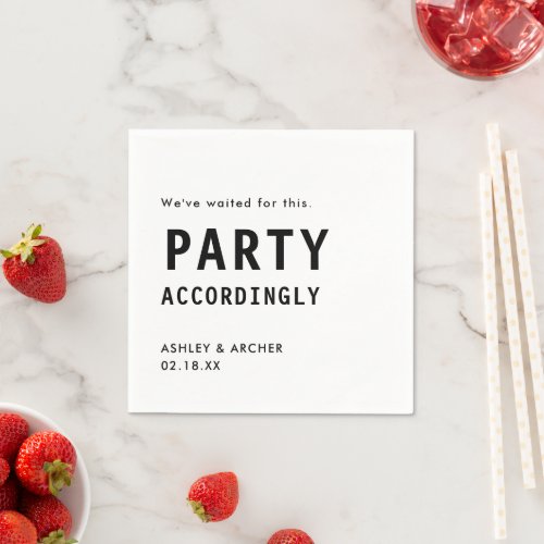 Black Minimal Party Accordingly Funny Wedding Bar  Napkins