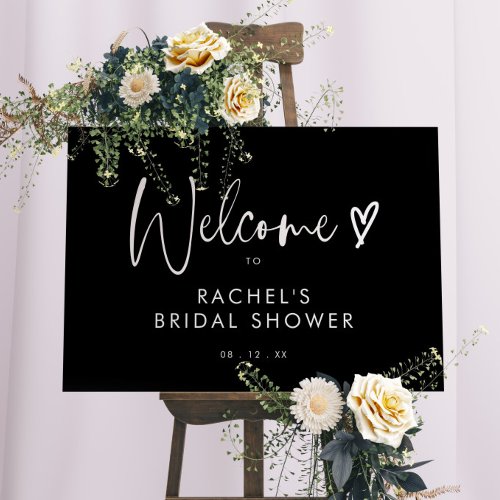 Black Minimal Script Bridal Shower Welcome Sign 
