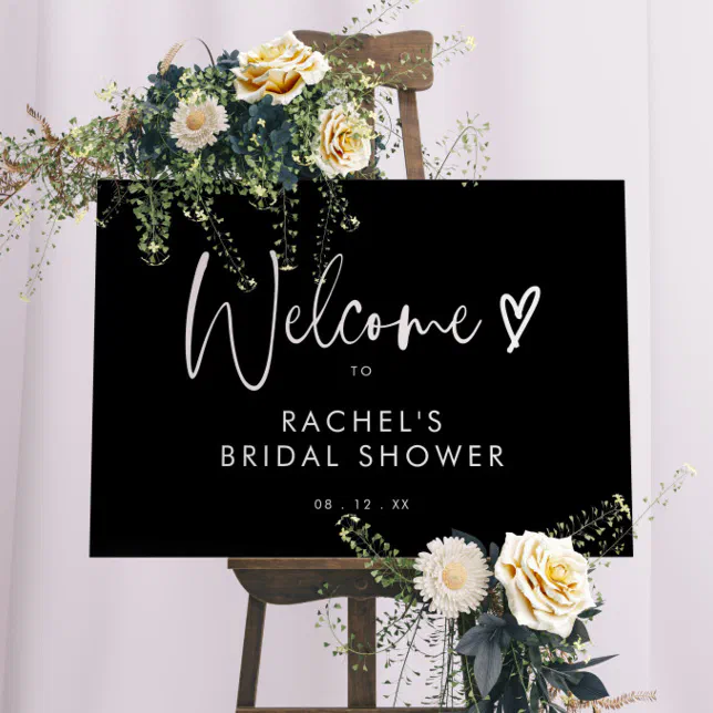 Black Minimal Script Bridal Shower Welcome Sign | Zazzle