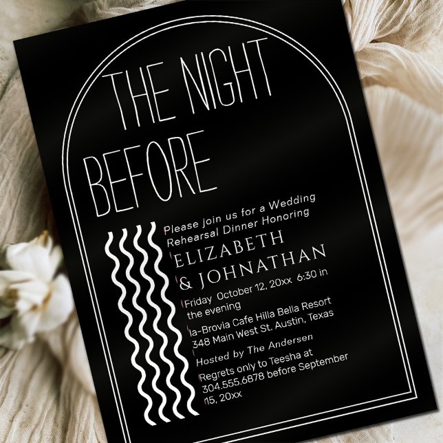 Black Minimal Script The Night Before Invitation (Creator Uploaded)