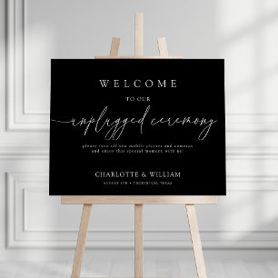 Black Minimal Unplugged Ceremony Wedding Sign