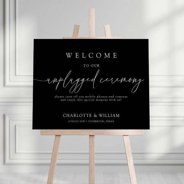 Black Minimal Unplugged Ceremony Wedding Sign (Creator Uploaded)