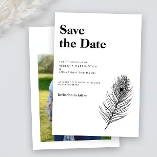 Black Minimal Wedding Save The Date Invitation