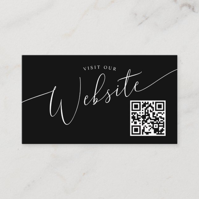 Black Minimal Wedding Website QR code  Enclosure Card (Front)