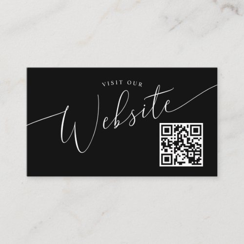 Black Minimal Wedding Website QR code  Enclosure Card