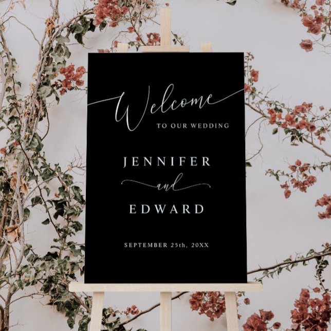 Black Minimal Wedding Welcome Sign (Creator Uploaded)
