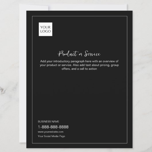 Black Minimal White Business Logo Marketing Flyer (Back)