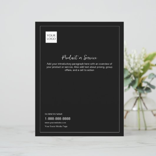 Black Minimal White Business Logo Marketing Flyer (Standing Front)