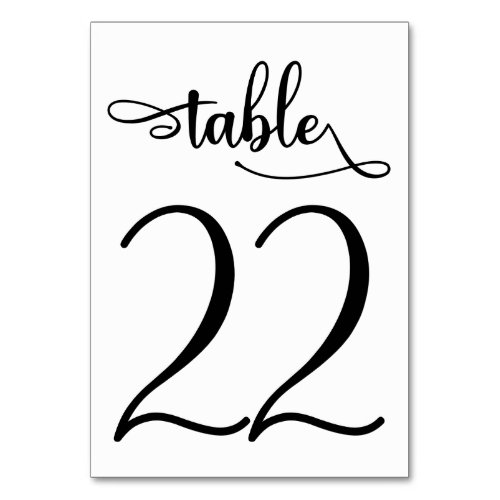 Black minimalist 35x5 table number  Table 22