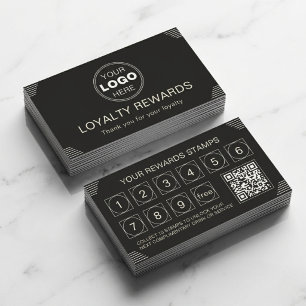 Black Minimalist Art Deco Loyalty Rewards Design Card