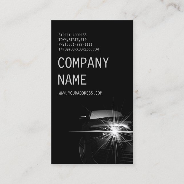 Black Minimalist Automotive Business Card (Front)