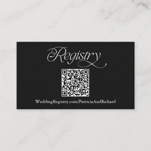 Black Minimalist Black QR Code Wedding Registry Enclosure Card
