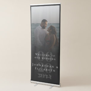 Black Minimalist Bold Type Photo Wedding Welcome Retractable Banner