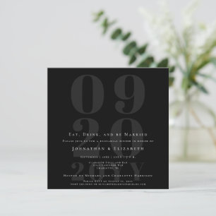 Black Minimalist Bold Type Rehearsal Dinner Invitation