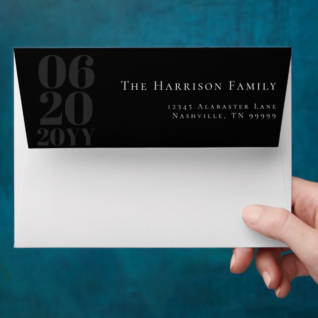 Black Minimalist Bold Type Wedding Envelope (Hand)