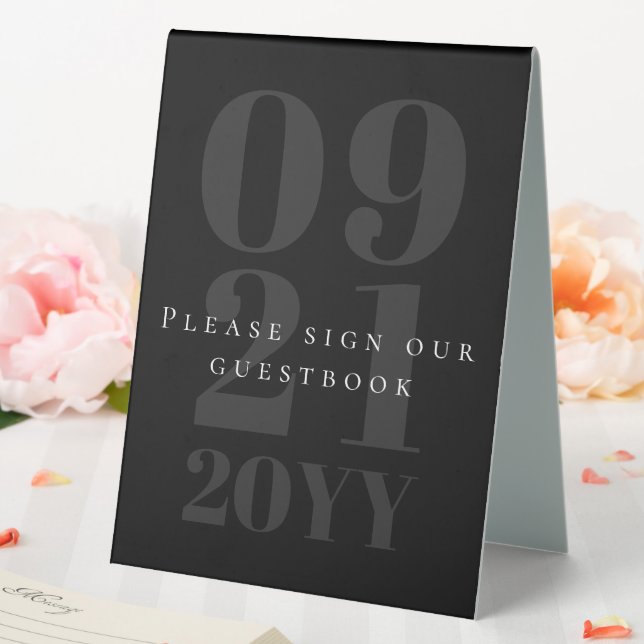 Black Minimalist Bold Type Wedding Table Tent (In SItu (Wedding))