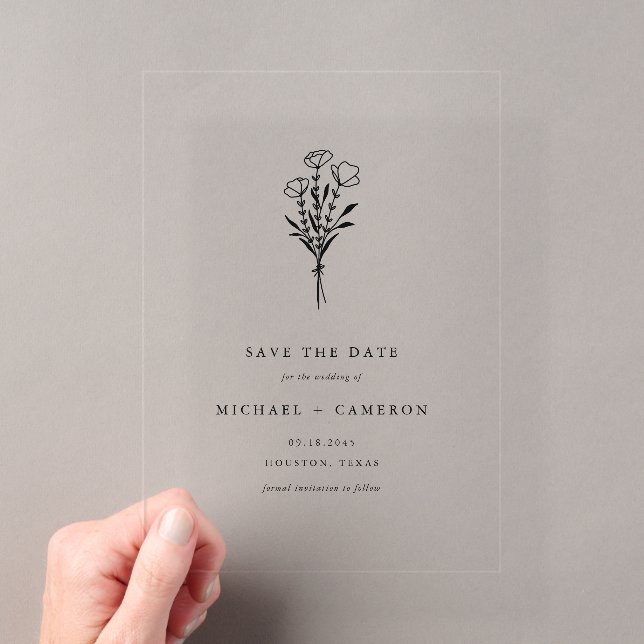 Black Minimalist Botanical Save the Date (Insitu (Handheld))