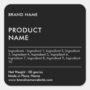 Black Minimalist Brand Name Product Label