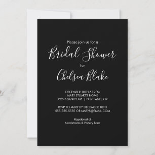 Black Minimalist Bridal Shower Invitation